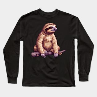 Pixelated Sloth Artistry Long Sleeve T-Shirt